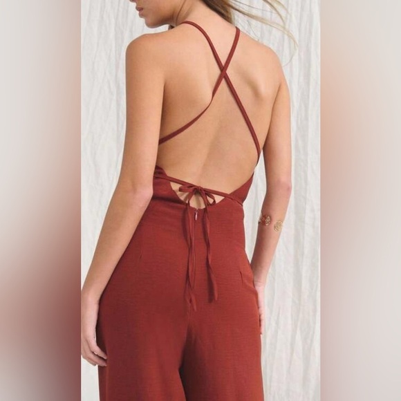 NEW Rust Orange V-Neck Two-Way Jumpsuit - Picture 3 of 6